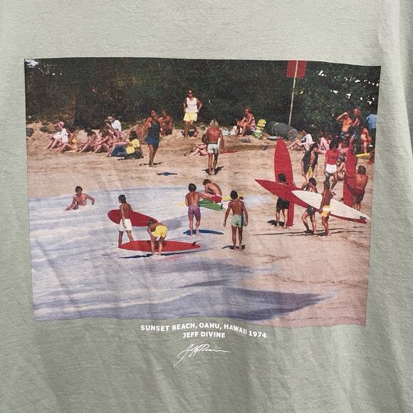 Gap x Jeff Divine Mens Retro Surfing Pocket Tee Size XL Green Large Back Graphic - Picture 6 of 8